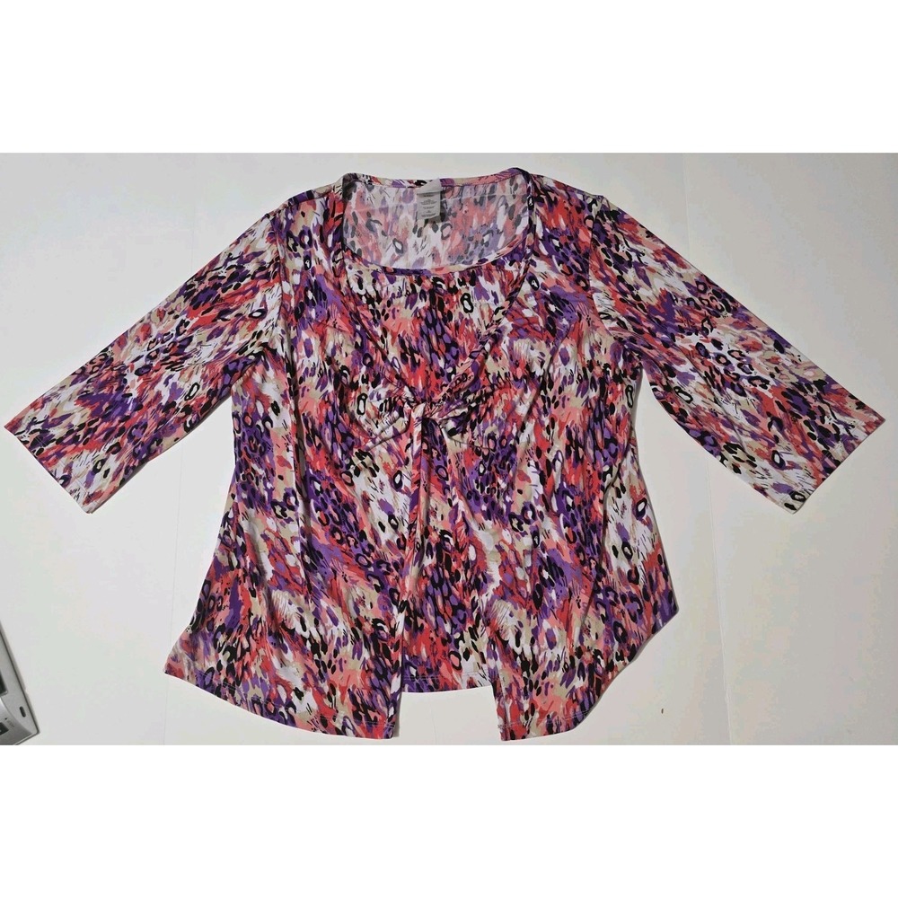 JMS Just My Size‎ - Poly/span Pink Floral Blouse Twist Layered Womens Sz 1X